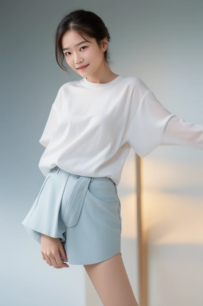 12-year-old boy,Smile，Spread your white and slender legs，jogging，full body，8K五官精致，Handsome boyish feeling，8K，masterpiece,((best quality)),photography,The award-winning,Record,8K,High Detail,Extremely detailed,Depth of Field,Wide Angle,,beautiful_Face,Real skin texture,,迷人的Smile,light,(Random color simple background:1.4),(Fashion women's clothing:1.4111),Confident expression,(portrait:1.413),
A close-up portrait of a confident and supportive friend in a modern urban setting,Shot with Canon 5D Mark IV camera,Use f-stop/1.8,ISO 400,Shutter speed is 1/200th of a second. The color temperature of this photo is warm,with the subject's Face illuminated by soft,Natural light gives skin a soft glow. This article highlights the author&#39;s expression of trust and encouragement,Focus on their eyes which reflect wisdom and compassion. The overall mood of the photo is inspiring，Full of power,Conveys a strong emotional connection and unwavering support,,Lenses，12-year-old boy,Smile，Spread your white and slender legs，jogging，full body，8K五官精致，Handsome boyish feeling，8K