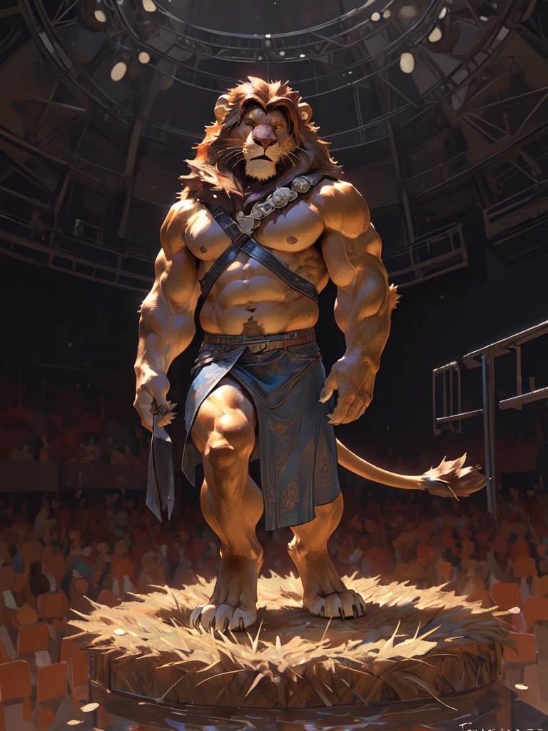 (masterpiece,Highest quality,Ultra-detailed,Perfect Anatomy),kemono,Sharp focus,By Taran fiddler,alone,anthro,Watching the audience,Fine grain,whole body,penis,Lion,Simba