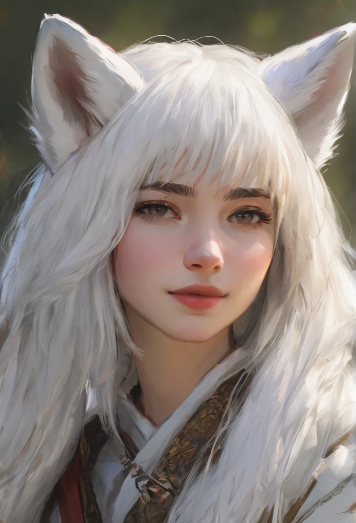 Teenager, female, white fox demi-human, middle age era, 