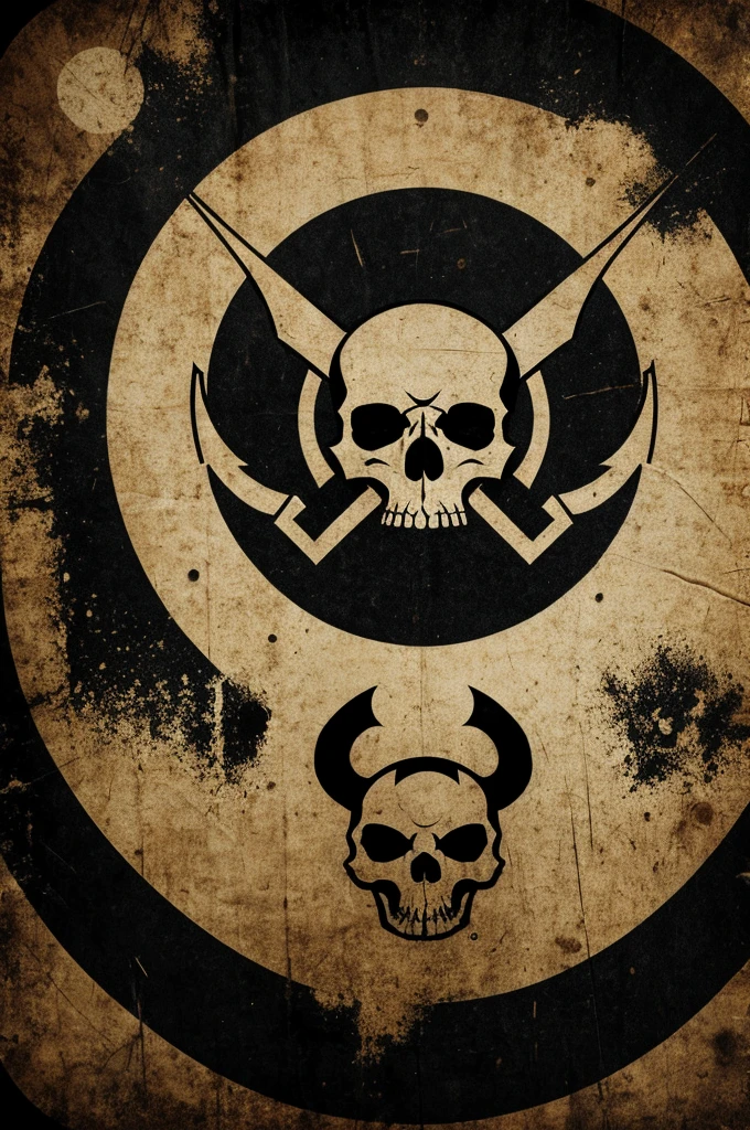 Pirate flag with a triceratops skull in the center surrounded by a circle