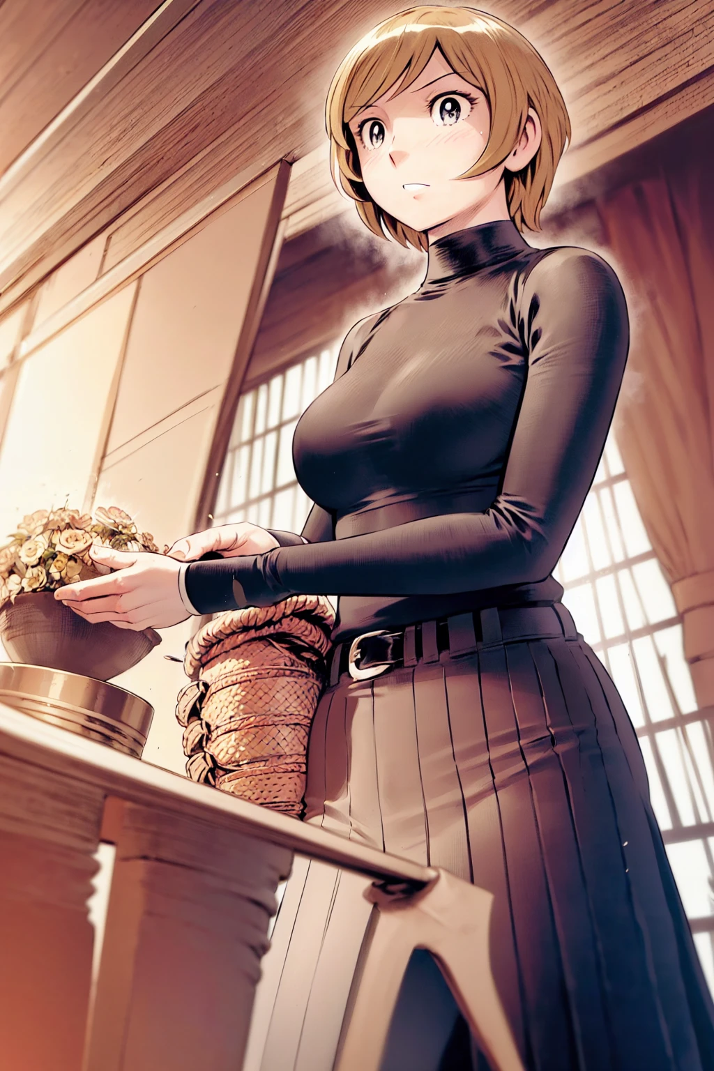 (野球uniform:1.2),
Blonde, (short hair:1.2),Long sleeve, Black Shirt, turtleneck,White trousers、uniform、Black belt、((Illustration of a person))、big 、
View your viewers,, (Highest quality:1.3),One Girl, White pants、uniform、Outdoor、baseball ground、ground、soil、blue eyes、Tight black shirt、(masterpiece、Highest quality)、Highest quality, Ultra-high resolution, (((masterpiece))), alone, big eyes、big Breasts、One Girl, Front view、Embarrassed face、Bronze colored hair、((short hair))、Stand up straight、Cowboy Shot