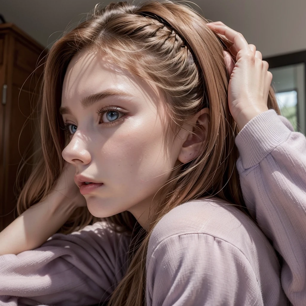 Raising a 23 year old, profile pic, serious, offwhite, lilac eyes, chestnut hair, standard, bonitas