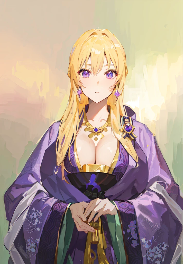 Wearing a purple robe、Cartoon image of a woman holding a bowl, ((Beautiful fantasy queen)), Produced in collaboration with Anime Painter Studio, Anime Goddess, Portrait of the Knights of the Zodiac, (Wearing noble robes)), Anime style like fate/overnight, Beautiful fantasy queen, In the anime painter studio,Three Kingdoms,Three Kingdoms志,Chinese style,antiquity,Hanfu,,巨big乳房,Good shape,Royal sister,Purple Eyes,Celluloid,big,Full figure,Noble