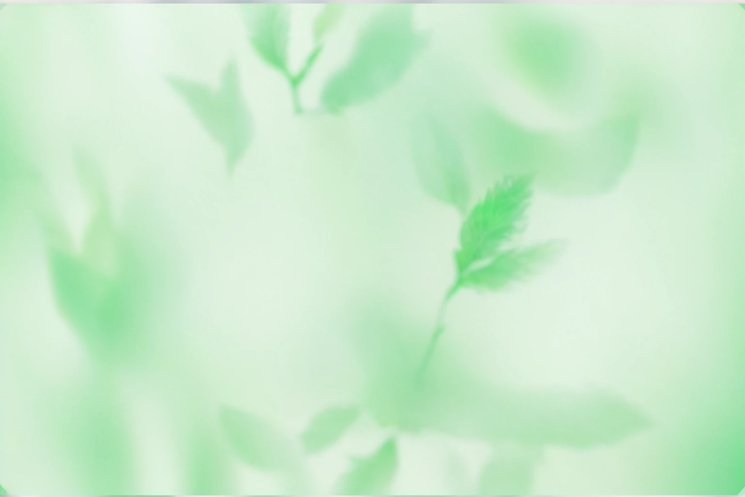 There is a blurry photo,There are green leaves in the photo, pale green background, 渐变light green, Light green, colorized background, background pastel, gradient Light green, Light green光芒, soft green light, coloured background, Light faded effect, Light green雾, Soft gradient texture, Light green背光辉光, background ( smokes, light green, faded background, green background