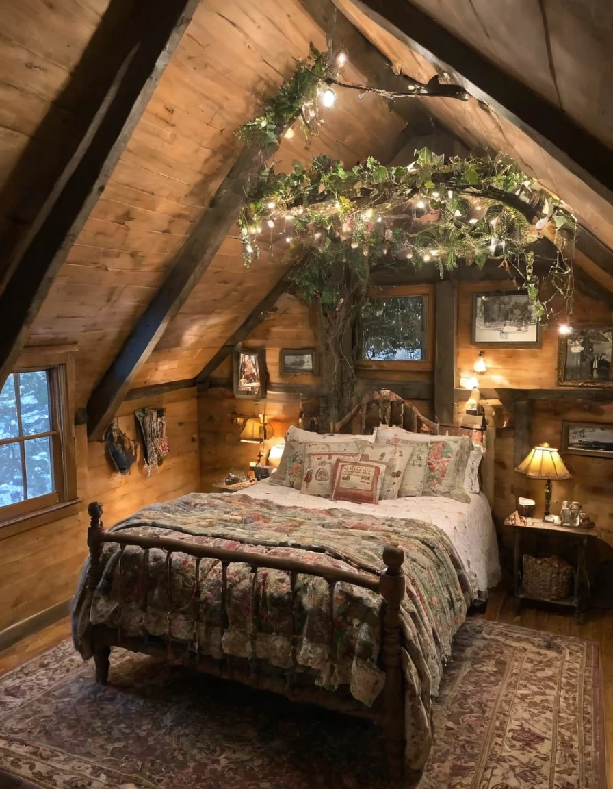 bedroom with room, cozy room, cozy treehouse bedroom, small bedroom, cozy place, cozy bed, cottagecore hippie, thomas kinkade. cute cozy room, in an attic, cottagecore, cozy and peaceful atmosphere, pleasant cozy atmosphere, cottagecore!!, cabin in the woods