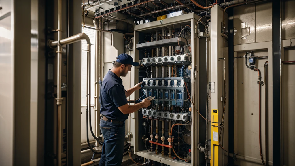 engineer checking switchgear Panel in power plant. indoors with selective focus