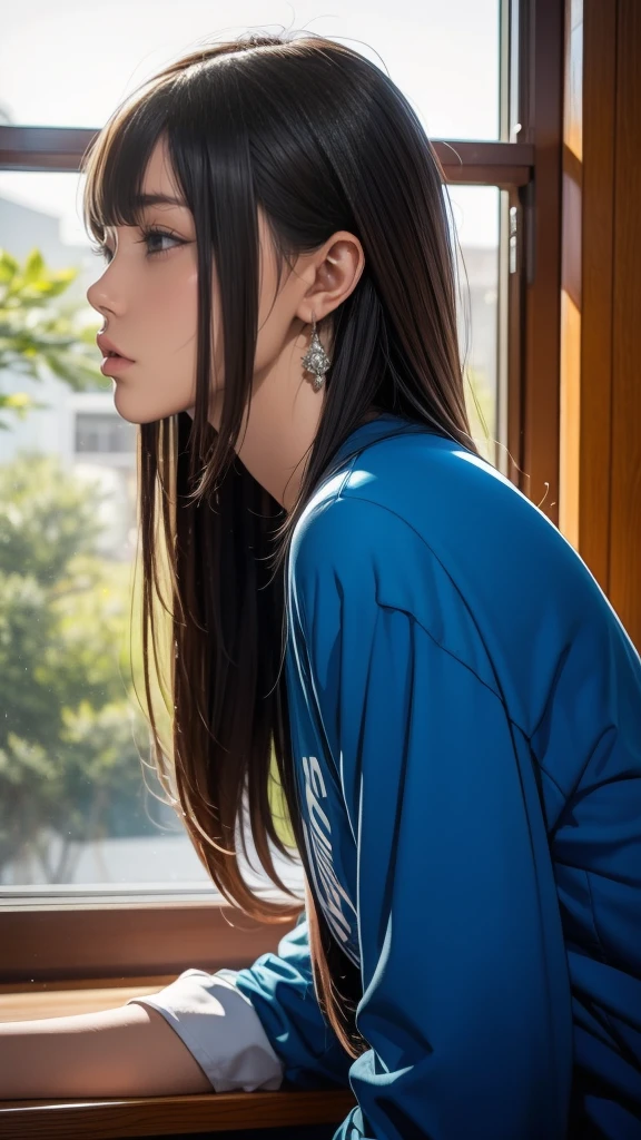 (8 o'clock, best quality: 1.2), Extremely detailed, solve it completely, (Practical, Practical photo: 1.37), portrait, HD RAW color photograph, Professional arrest, HD and beautiful, HD, 8 o'clock Image wallpaper, Stunning details, Large file size, Very detailed beautiful girl, Extremely detailed face, (Eyes with sharp outlines,very beautiful:1.8), The shape of the nose is very precise., Expressive lips,(sunrise,Real downtown background:1.2) , A story, Cute girl, Practical、 (Scenes,Fantasy Art,best quality,high quality,HD,High quality textures,High Detail,Beautiful and detailed,fine,Extremely detailed的CG,Detailed texture,Practical representation of face,On the table,Presence,Dynamic,bold),1 GIL,Ultra-delicate skin,curve,Beautiful breasts,(Small Breasts:1.6),Pale skin,(Ultra-thin hair),(Super soft hair),(Super straight hair),Long bangs,very light copper amber hair,Hair covering one eye,Very thin body,Smart Abs,(Top of crop ,micro short shorts:1.5),(Smile:1.4),