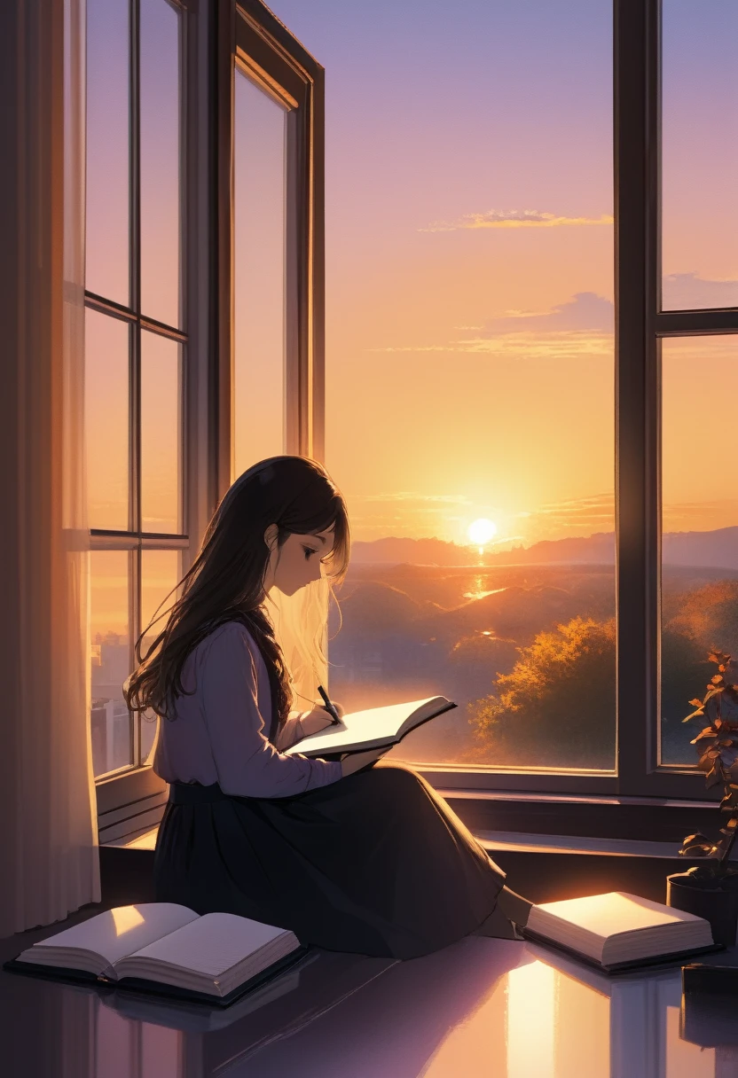 In front of the window at sunset，A diary