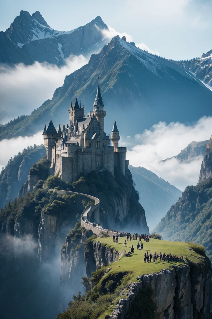 A group of dragons flew towards the distant castle 