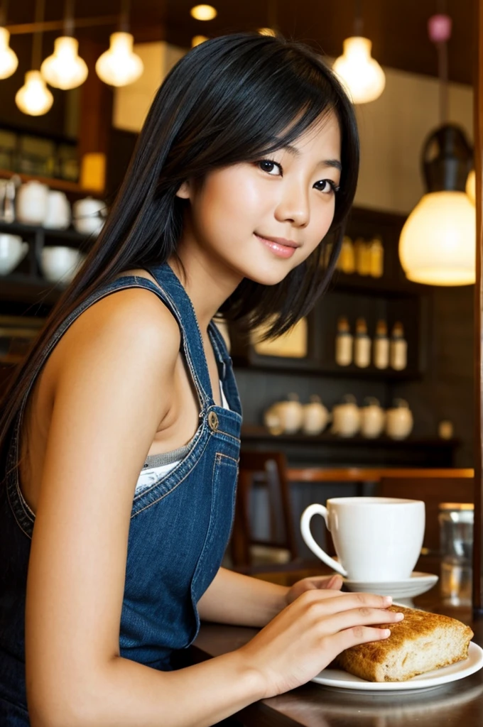 Asian girl in a cafe 