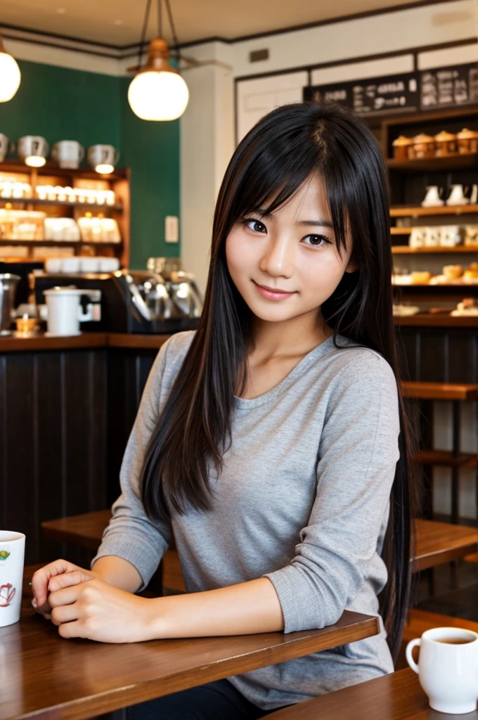 Asian girl in a cafe