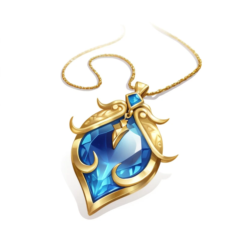 Blue Gemstone，Gold chain，necklace，Game Resources，Hand-drawn，İcon