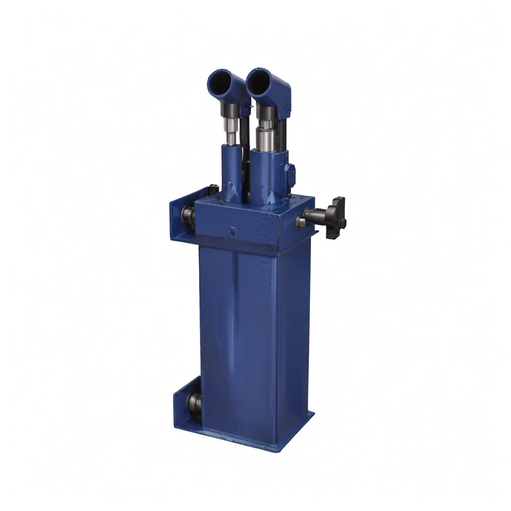 Close-up of a blue machine,There are two valves on top, product photo, Hydraulic characteristics, high resolution product photo, List Image, Product image, high quality product photo, official product photo, detailed product photo, high quality Product image”, mechanical hydraulics, High Angle View, product photograph, official Product image, Product Image, hydraulics, The above points,unbelievably realistic,