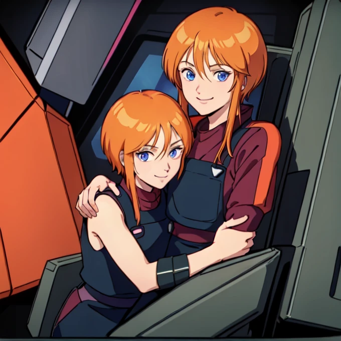 masterpiece,high quality,2 people,cockpit,
Ad Base,2 people,cockpit,
L People,1 truck,
short hair,Orange Hair,bangs,short hair with long locks,Side Lock,Hair between the eyes,blue eyes,
Overalls,Black vest,Pink triangle button,Dark red shirt,Short sleeve,
smile,hug,View your viewers,
ADDCOL,2 people,cockpit,
Prespace Pilot Suit,1,
short hair,Orange Hair,bangs,short hair with long locks,Side Lock,Hair between the eyes,blue eyes,
Black Space Pilot Suit,
smile,hug,View your viewers,