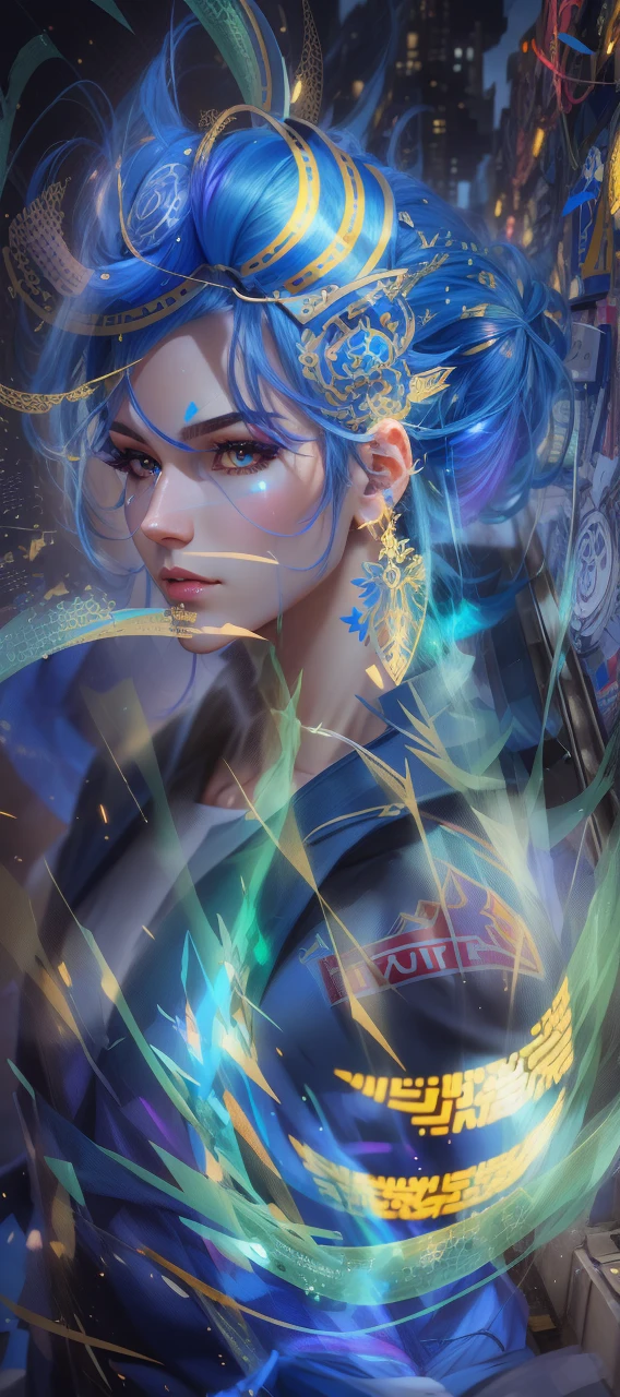 a close up of a person with blue hair and a blue wig, g liulian art style, artgerm jsc, extremely detailed artgerm, xqc, super saiyan blue, rossdraws 2. 5, rossdraws 1. 0, handsome guy in demon slayer art, ig model | artgerm, rossdraws 2. 0