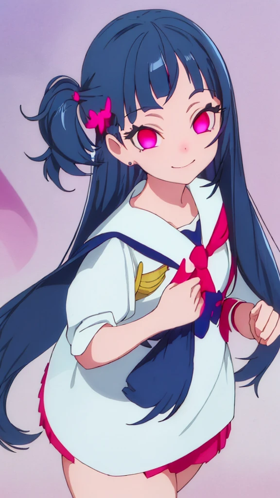 Highest quality, Very detailed,One Girl, alone, {cure_null_hirogarunullprecure:1.15}, Dark blue hair, blue eyes, Blue flames in the eyes, Long Hair, Twin tails, Magical girl, bangs, Open your mouth, Redhead, multicoloRedhead, One Girl, blunt bangs, Darken your clothes, hair ornaments, Wicked Smile, devilish aura (Shiny fabric:1.5), Full Body Shot, Purple Gemstone, attractive, blush, (Beautiful attention to detail:1.6), Very detailed顔, Perfect lighting, Extremely detailed CG, (Perfect hands, Perfect Anatomy), devil, Red and black color scheme, Shiny material, Grin, blackリボン, blackのサテン手袋, Evil clover leaf ornament, blackのフリル, jewelry, corruption, Latex Gloss, blackのゴシックマント, Wicked Smile, 背景を暗blackの世界, Red Moon, cloudy null, CG Style, One-sided black wing,Dark shadowed face,Sadistic smile,Malice,Contempt,smile,black