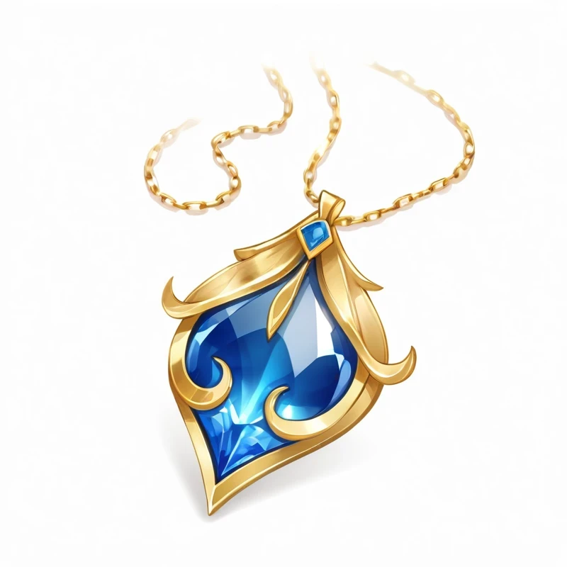 Blue Gemstone,Gold chain,necklace,Game Resources,Hand-drawn,İcon