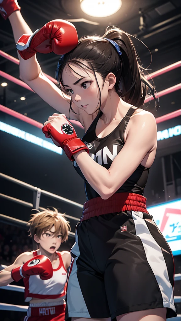 Boxing Counter、Men and women in Two people fighting
