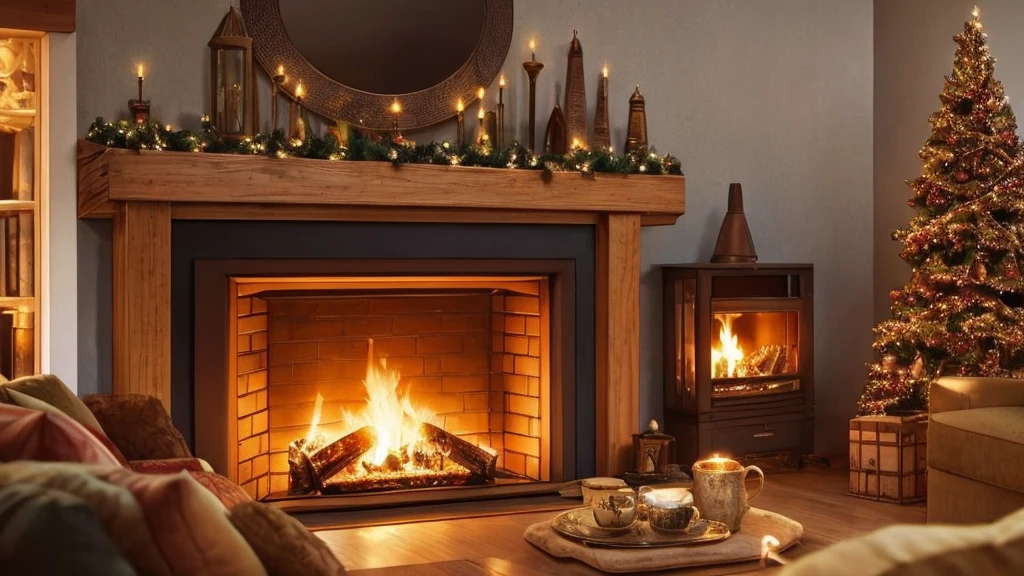 arafed view of a cozy living room with a fire place, cozy wallpaper, cozy home background, cozy place, cozy atmospheric, cozy and peaceful atmosphere, cozy environment, cozy and calm, cozy living room background, cosy enchanted scene, cozy setting, cozy atmosphere, cozy room, cozy night fireflies, cosy atmoshpere, cozy living room, cozy lighting