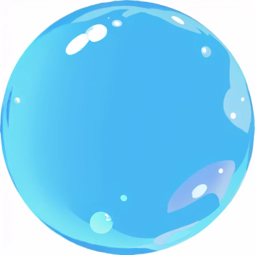 有一个蓝色的bubble，Bubbles, Gumball Watson, water bubble, bubble goth, Transparent viscous substance, This character has cryokinesis abilities, blue transparent jelly, bubblegum face, Character covered in liquid, magic bubble barrier, Jelly texture, bubble, Gelatinous,, bubblegum body