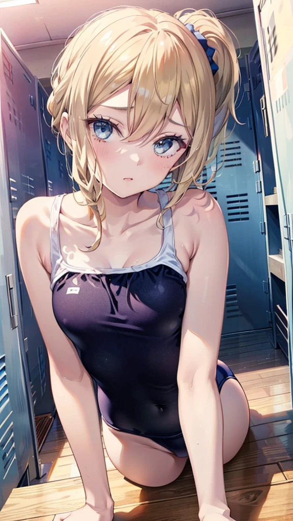 One girl , Show your forehead、Distorting the mouth、Glare、Recording、Bring your face closer、Overlooking、short ponytail、all four、tears、spoken heart、boyish:1.4, Short Hair, (Grey Eyes),Bad mood、Looking up、sulk、,((Browsing Caution,,school swimsuit、locker room、 swimsuit)),Real Summer,Daytime,sunny、Upper Body:1.2,、Slender body,
Destroy outdoors, locker room、,
壊す looking at viewer,Small breasts、Beautiful breasts,On all fours,Medium Chest,whole body,Breaking the angle from above (masterpiece:1.2), Highest quality, High resolution,, (shape:0.8), (Beautiful details:1.6), Highly detailed face, Perfect lighting, Highly detailed CG, (Perfect hands, Perfect Anatomy),
