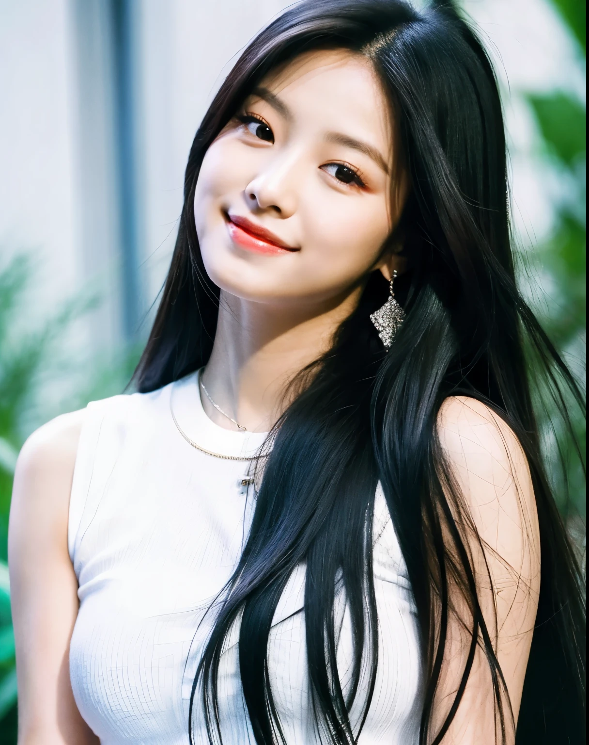 arafed woman with long black hair and a white top, beautiful young korean woman, gorgeous young korean woman, beautiful south korean woman, portrait of female korean idol, blackpink jennie, young adorable korean face, beautiful young asian woman, photo of a beautiful woman, portrait jisoo blackpink, gongbi, a young asian woman, korean girl, korean artist, korean woman