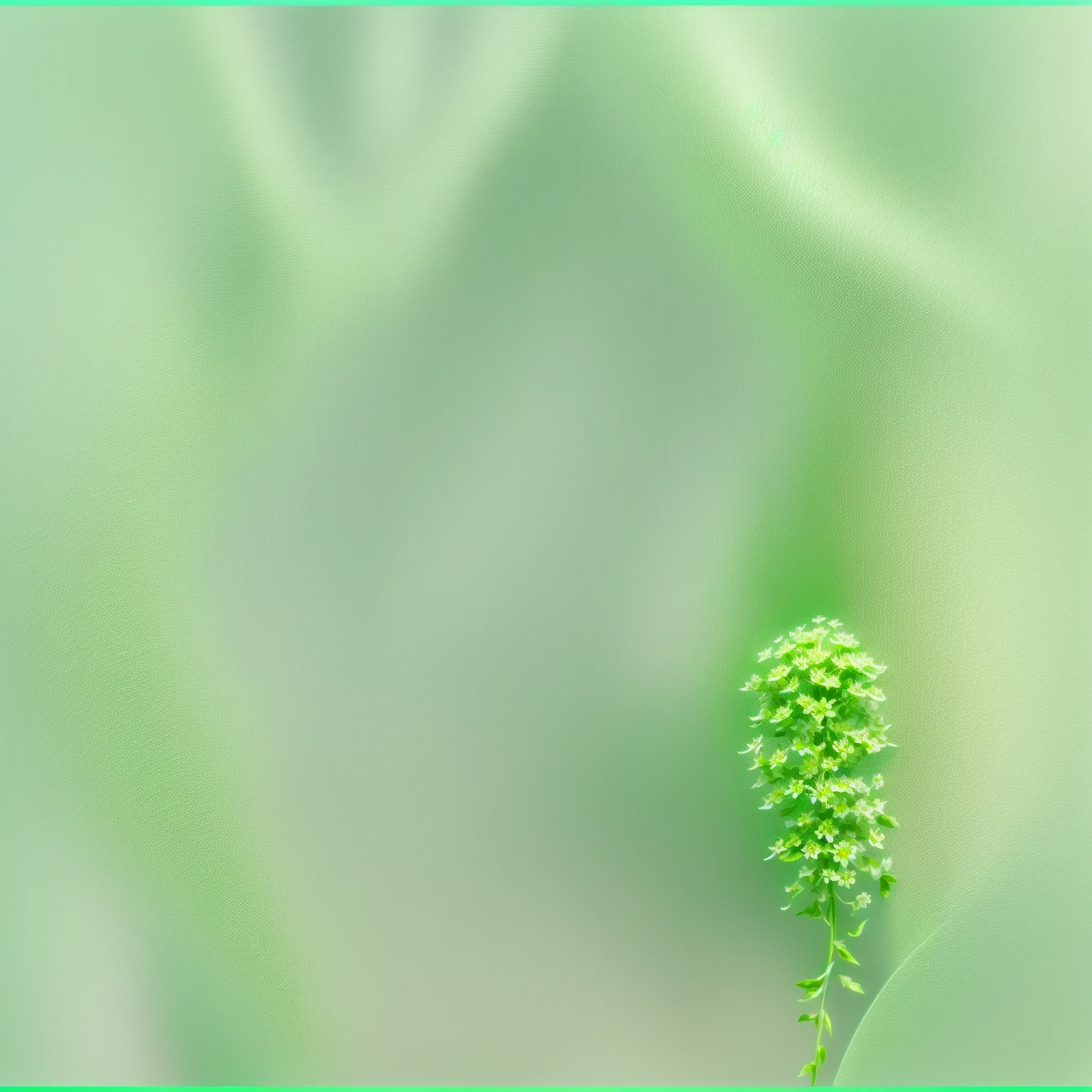 There is a blurry photo,The photo shows a green flower with leaves, pale green background, 渐变light green, Light green, colorized background, background pastel, gradient Light green, Light green光芒, soft green light, coloured background, Light faded effect, Light green雾, Soft gradient texture, Light green背光辉光, background ( smokes, light green, faded background, green background