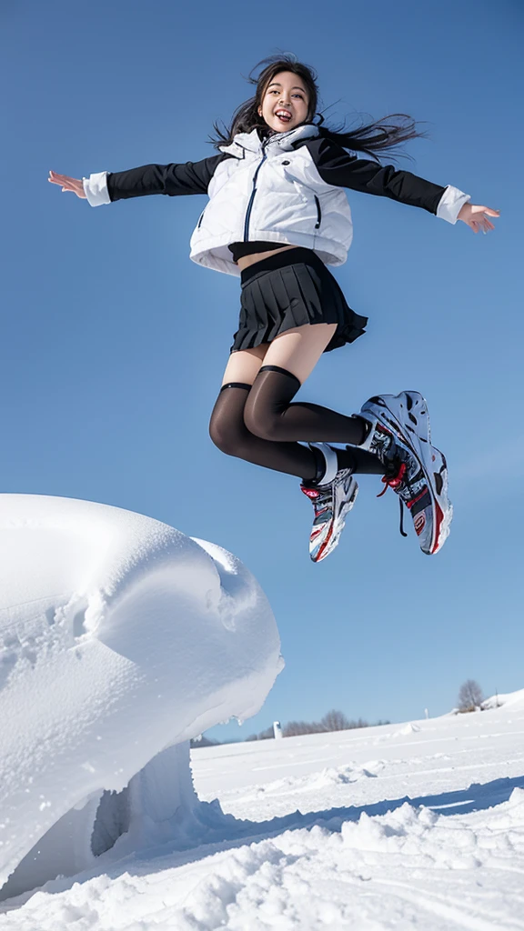 Pleats Miniskirt Beauty snow board Slopes Full body snap Panty shot Jump High