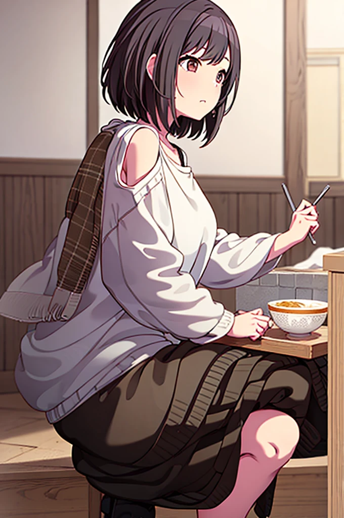 Shinonome Ena、Brown Hair、View here、Big white shirt、White oversized shirt、Inside the room