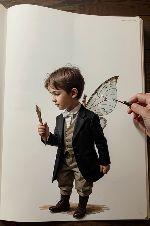 Create an illustration about a little fairy-tale man 