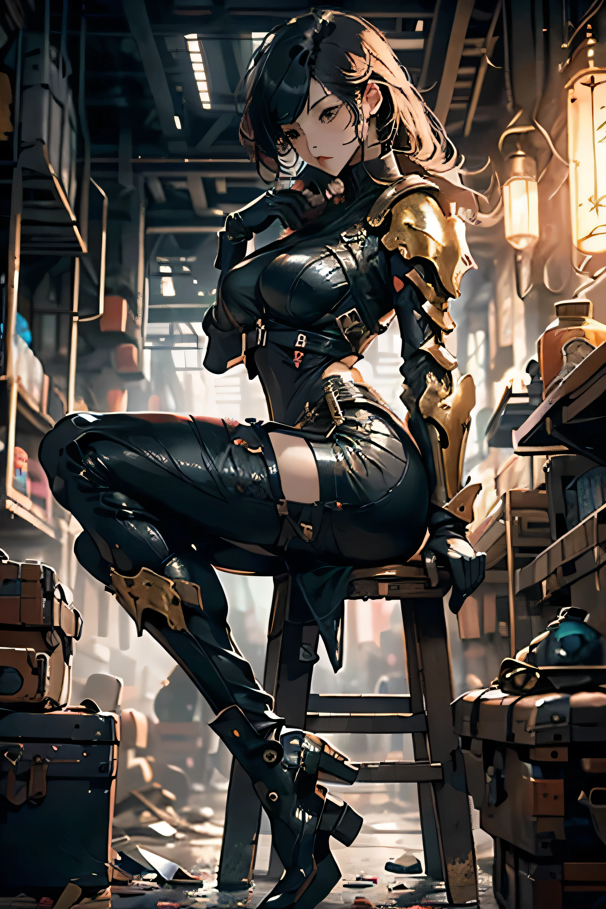 masterpiece, best quality, In the destroyed future city,Panoramic shot of sexy woman in futuristic armor,(Looking up),(Front view,First Person,75mm focal length),Fisheye lens,There are scratches and stains on the photo, fantasy, Science fiction, Beautiful woman different face, Wearing boots,Slender legs,sit on the chair,charming, sexly,haze, Bright and charming eyes, Dilapidated car,Drama Sex, A masterpiece of the highest quality, Practical, family friendly, 8K, Human Development Report, Shallow depth of field, Light, bloom, Light, Chromatic Aberration, Be focused,huge , Crazy breast swelling, Chest larger than shoulder blades, Big breasts and thin waist,(huge breasts:1.2),Hydrated skin((rogue))((Very huge breasts)),((Grooves reveal original skin))。