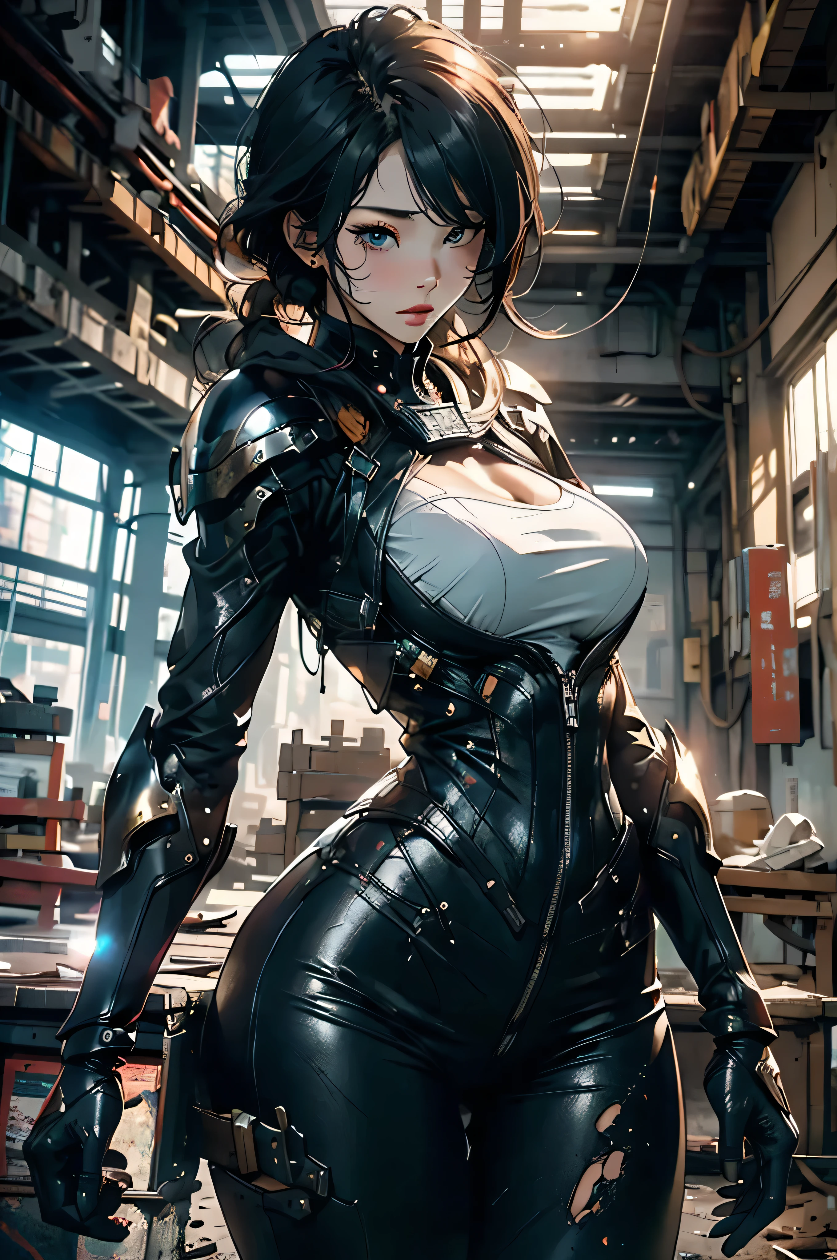 masterpiece, best quality, In the destroyed future city,Panoramic shot of sexy woman in futuristic armor,(Looking up),Fisheye lens,There are scratches and stains on the photo, fantasy, Science fiction, Beautiful woman different face, Wearing boots,Slender legs,sit on the chair,charming, sexly,haze, Bright and charming eyes, Dilapidated car,Drama Sex, A masterpiece of the highest quality, Practical, family friendly, 8K, Human Development Report, Shallow depth of field, Light, bloom, Light, Chromatic Aberration, Be focused,huge , Crazy breast swelling, Chest larger than shoulder blades, Big breasts and thin waist,(huge breasts:1.2),Hydrated skin((rogue))((Very huge breasts)),((Grooves reveal original skin))