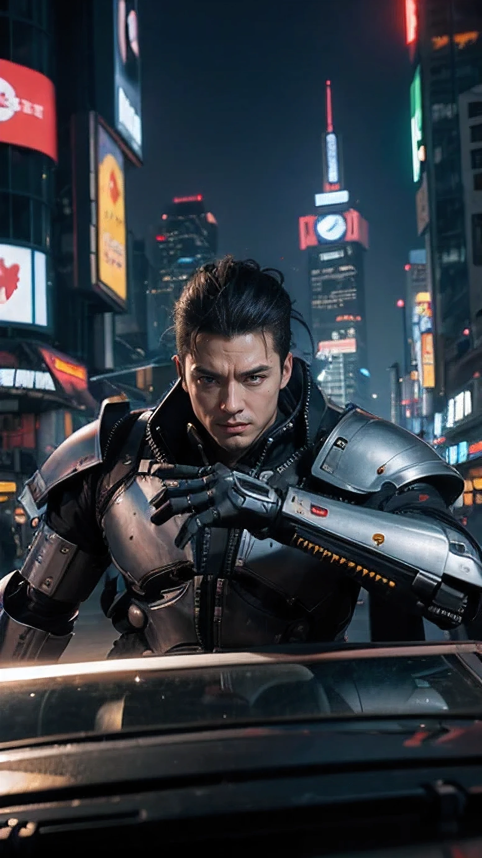 A man in full mecha armor drives a taxi in the city, hyper-realistic cyberpunk style, Wojtek Fuss, Cyberpunk style , Surrealism, in cyberpunk style, cyberpunk hero, Similar to beeple's style, Cyberpunk Art Surrealism 8k, cyberpunk streetwear, Hummingbird style, has cyberpunk style,