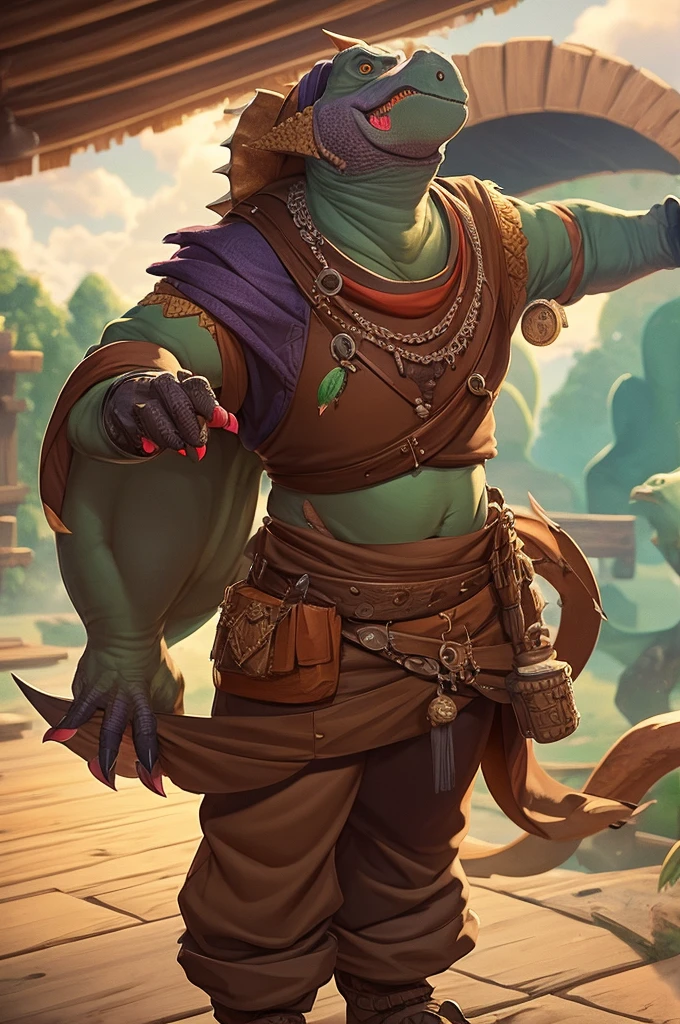 Dnd, Dinosaur people, feathers, round belly, merchant