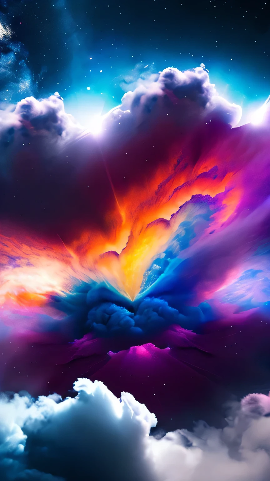 (alone) inconceivable and spectacular an emergency scene of a cloud figure Sophie Turner in a universe cloud, Fractal Nebula Bundle, universe, Celestial, universe, A vibrant and living presence, whirlwind, spinning, unrealistic, High Contrast, Symbolism, Magic, Mysterious, mysterious, Surreal, Supersaturation, colorful, 8K