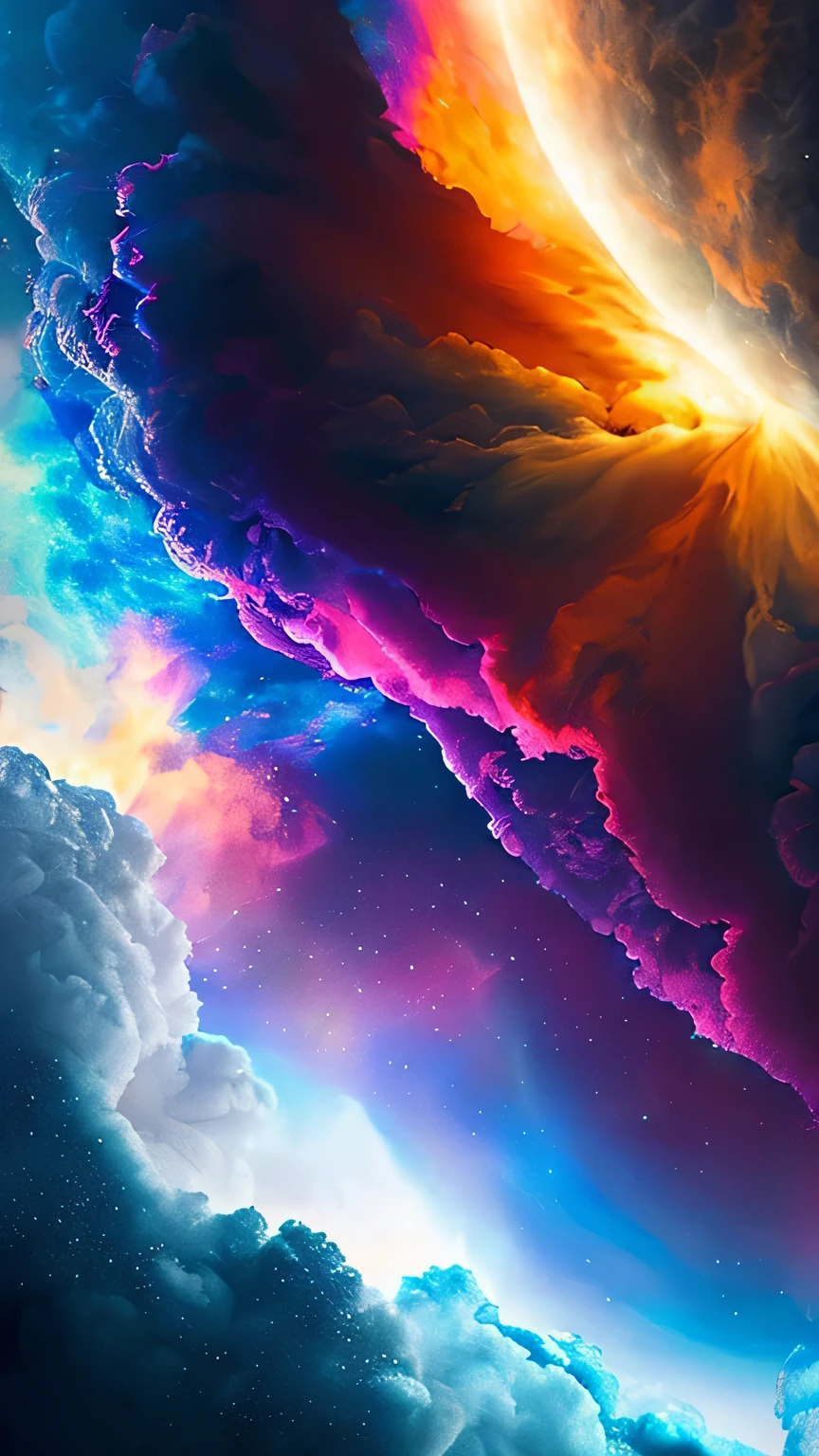 (alone) inconceivable and spectacular an emergency scene of a cloud figure Sophie Turner in a universe cloud, Fractal Nebula Bundle, universe, Celestial, universe, A vibrant and living presence, whirlwind, spinning, unrealistic, High Contrast, Symbolism, Magic, Mysterious, mysterious, Surreal, Supersaturation, colorful, 8K