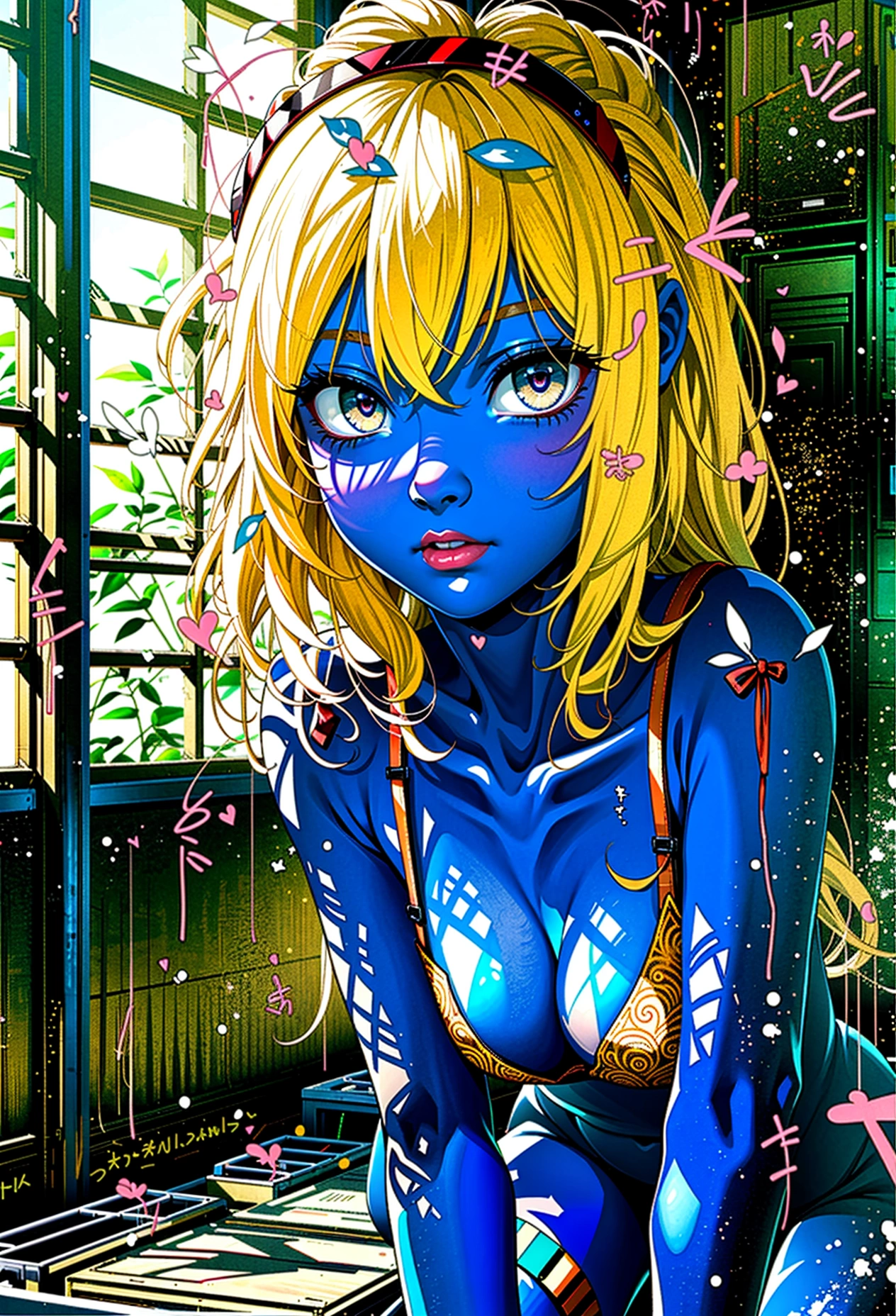 (Asura art style:0.7), Fraction_9, Fraction_8_up, Fraction_7_Direction_6_up, methylene, Long hair, Silver Hair, Blue hair band, blue eyes, rest (masterpiece:1.2), best quality, high resolution, (Delicate eyes:1.3), Perfect lighting, (Perfect hands, Perfect anatomical structure), Heart, very happy, large breast, breast下垂, full, Curvy beauty, 1 Girl, breast, 1 boy, heteromorphosis, Grayscale, nipple, blush, nude, The Faceless male, lie, large breast, gender, Prone bone, The Faceless, on stomach, Tatami, sliding door,
