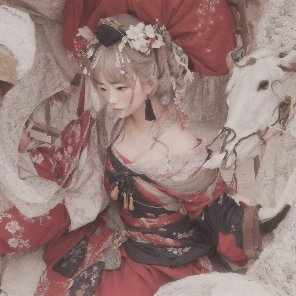 Cartoon drawing of a woman in a red dress and a white horse, Gwaiz, Gwaiz on Pixiv artstation, Gwaiz on artstation Pixiv, WLOP and Sakimi-chan, digital art on Pixiv, Gwaiz masterpiece, Pixiv, Zerochan Art, artwork in the style of Gwaiz, at Pixiv1. Scenery and Cityscape in the Early Meiji Era
After the Meiji Restoration, Japan underwent rapid modernization and civilization. Consequently, many changes and reforms occurred. Below is a detailed explanation of the scenery, appearance of the poor, occupations, and cityscapes in the early Meiji period (1868 to the early 1880s).
2. Appearance of the Poor
Life for the impoverished and lower classes remained harsh. In particular, in urban areas, people migrated from rural areas or unemployed artisans gathered, intensifying competition in the labor market. Many of them struggled with poverty, often residing in slums or around temples.
3. Occupations
Meiji early Japan witnessed a diversification of occupations. Traditional agriculture and handicrafts were accompanied by the rise of modern industry and commerce. Particularly in urban areas, factory workers, shop clerks, and transporters increased, giving rise to new professions. However, many in these occupations endured harsh working conditions.
4. Influence of Civilization and Enlightenment
During the Meiji era, Western cultural influences spread rapidly. Changes in clothing, dietary habits, and the proliferation of Western-style architecture advanced, especially in urban areas. Conversely, this development posed a threat to traditional culture and lifestyles, resulting in societal upheaval and adaptation challenges.
5. Social Change and Policy Influence
While promoting modernization policies, the government also addressed poverty and social issues. Legislation for labor protection and charitable activities to aid the poor were implemented. Nevertheless, living conditions for the impoverished scarcely improved.
The early Meiji period marked a rapid transformation in Japan, with complex social landscapes involving challenges face