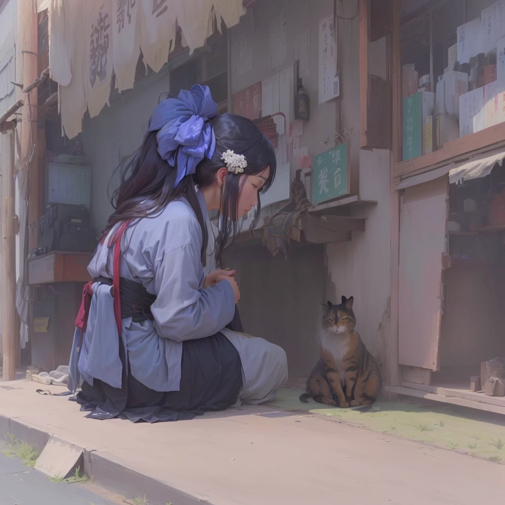 Anime-style image of a woman sitting on a bench with a cat, Gweiz-style artwork, Painted in an anime artist's studio, Roysh and wlop, Roysh art style, Low level of detail. Digital Painting, Created by Anime Painter Studio, Blurry dreamy illustration, Blurry dreamy illustration, by Shimo, Roysh |1. Scenery and Cityscape in the Early Meiji Era
After the Meiji Restoration, Japan underwent rapid modernization and civilization. Consequently, many changes and reforms occurred. Below is a detailed explanation of the scenery, appearance of the poor, occupations, and cityscapes in the early Meiji period (1868 to the early 1880s).
2. Appearance of the Poor
Life for the impoverished and lower classes remained harsh. In particular, in urban areas, people migrated from rural areas or unemployed artisans gathered, intensifying competition in the labor market. Many of them struggled with poverty, often residing in slums or around temples.
3. Occupations
Meiji early Japan witnessed a diversification of occupations. Traditional agriculture and handicrafts were accompanied by the rise of modern industry and commerce. Particularly in urban areas, factory workers, shop clerks, and transporters increased, giving rise to new professions. However, many in these occupations endured harsh working conditions.
4. Influence of Civilization and Enlightenment
During the Meiji era, Western cultural influences spread rapidly. Changes in clothing, dietary habits, and the proliferation of Western-style architecture advanced, especially in urban areas. Conversely, this development posed a threat to traditional culture and lifestyles, resulting in societal upheaval and adaptation challenges.
5. Social Change and Policy Influence
While promoting modernization policies, the government also addressed poverty and social issues. Legislation for labor protection and charitable activities to aid the poor were implemented. Nevertheless, living conditions for the impoverished scarcely improved.
The early Meiji period marked a rapid transformation in Japan, with complex social landscapes involving challenges faced by the poor an