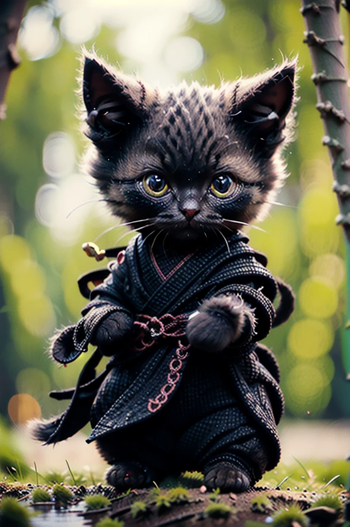 A beautiful cat, realistic, ninja clothes, Siamese cat breed, high quality, extremely detailed, masterpiece, ninja cat
