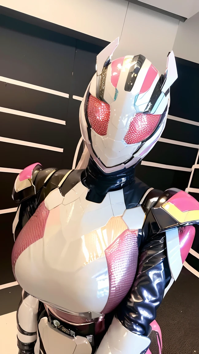 （Highest quality、In 8K、masterpiece、Delicate illustrations、Upper Body:1.5）,(she、Wears a futuristic mucous combat suit with dark pink and white shiny blast scars.:1.5)、（(Young、young、、Sentai Heroine:1.4))、Plump body:1.3、Black Hair、Bobcut、smile、Dynamic pose:1.3、Bedroom、Browsing Caution:1.5, smile、On the mat、Show off your breasts:1.3、Place your hands behind your head:1.3、((Netorare: 1.4)), ((big nose ring)),curvy,、(Bursting breasts:1.1)、((Disproportionate breasts、Biggest perfect breasts: 1.4))、