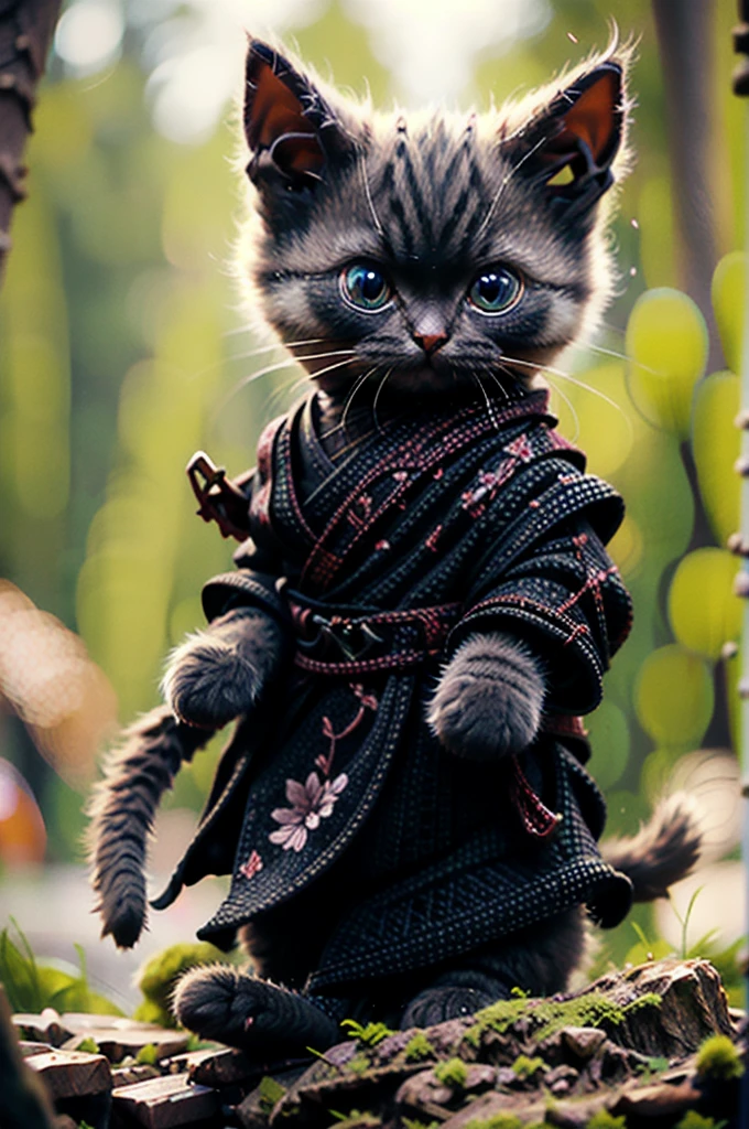 A beautiful cat, realistic, ninja clothes, Siamese cat breed, high quality, extremely detailed, masterpiece, ninja cat