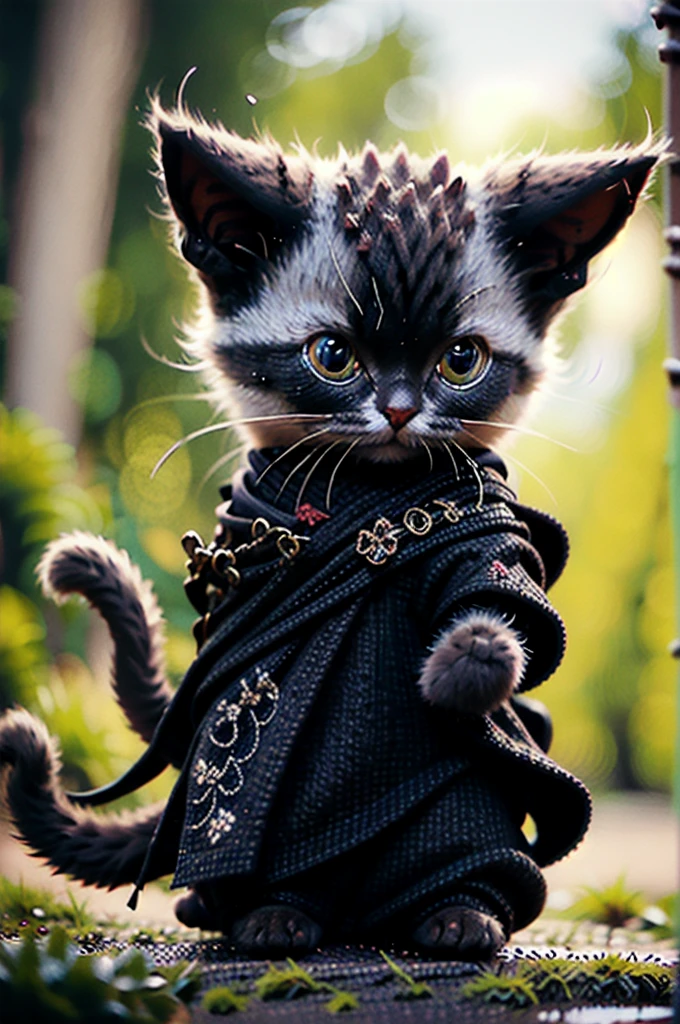 A beautiful cat, realistic, ninja clothes, Siamese cat breed, high quality, extremely detailed, masterpiece, ninja cat