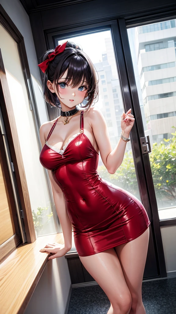 A sexy girl with very short dress