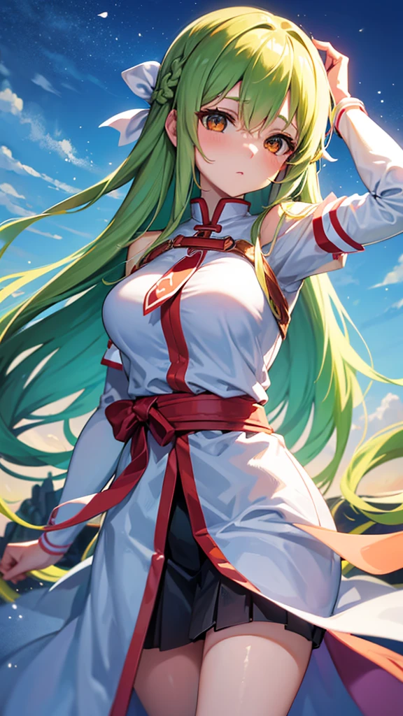 asuna, ((head of'artwork)), high resolution, asuna (star), light orange hair, , Cherry blossoms, dutch angle, nue,