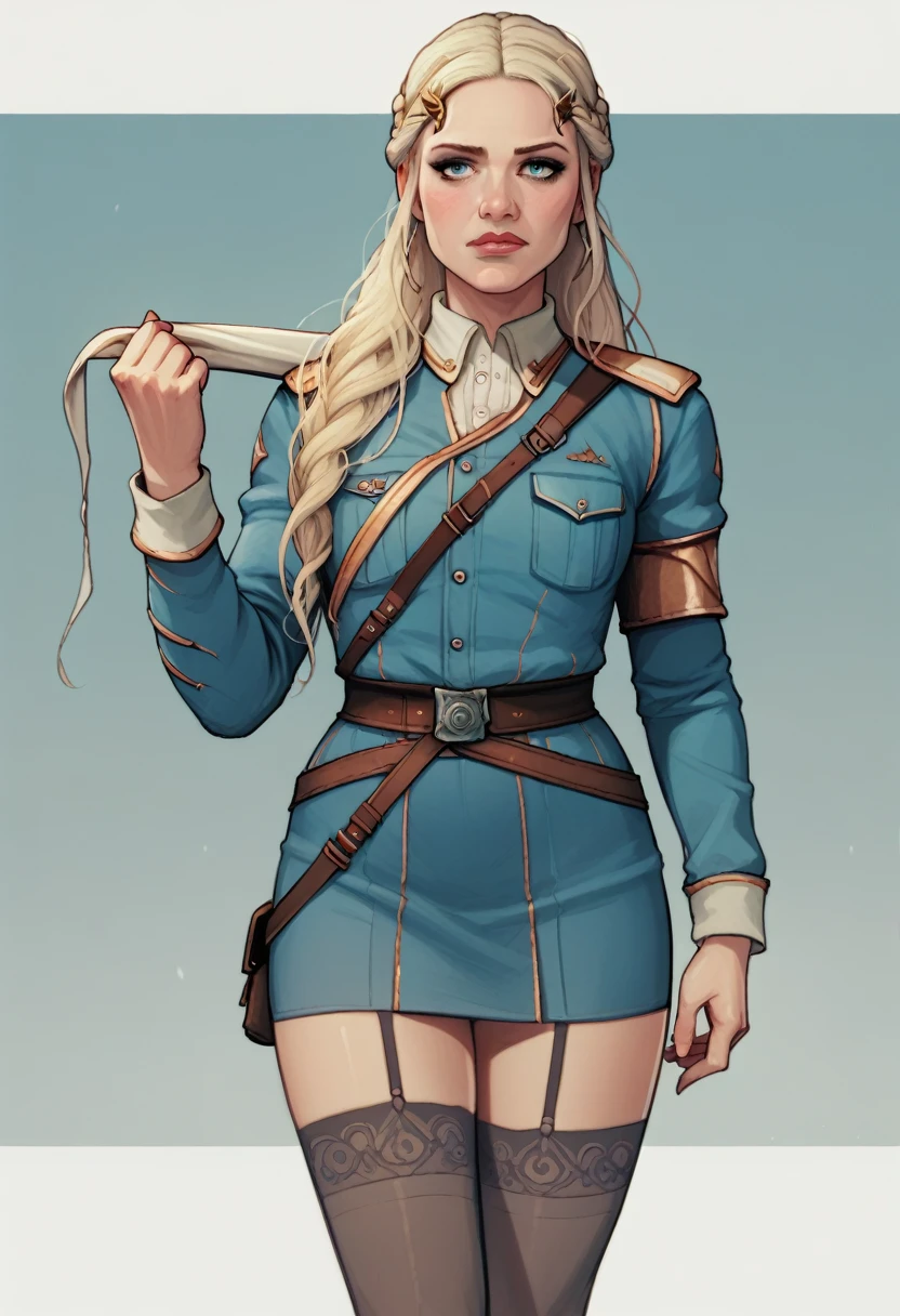 score_9, score_8_up, score_7_up, score_6_up, score_5_up, score_4_up, daenerys targaryen wearing  uniform and stockings  