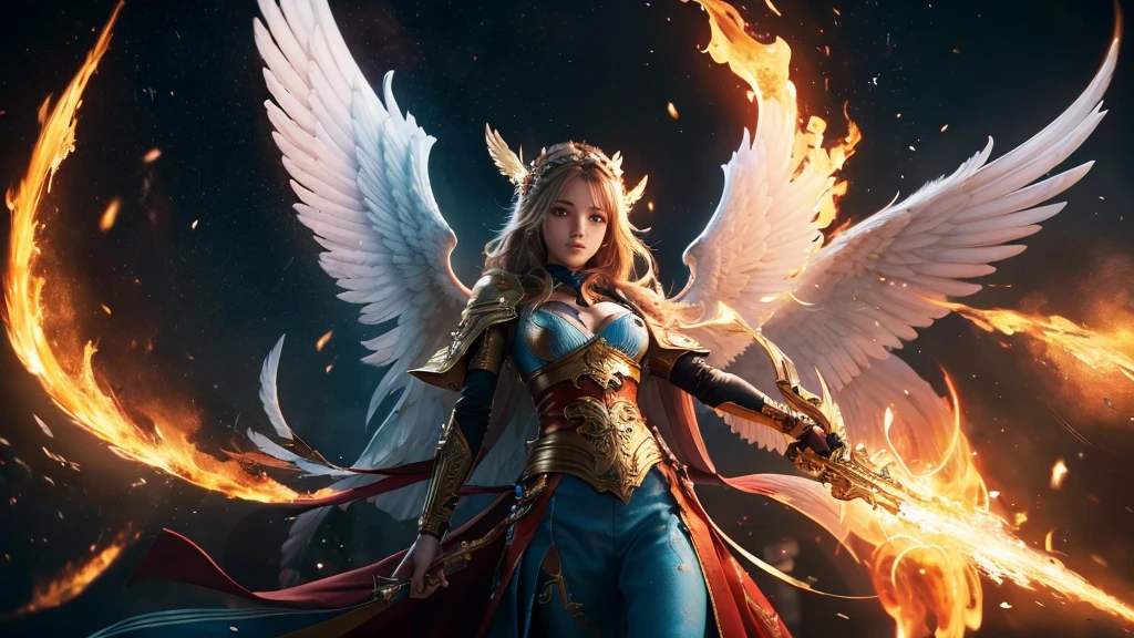 (Highly detailed CG Unity 8k wallpaper),(masterpiece), (Highest quality), (Super detailed), (Best illustrations),(Guardian Angel and Divine Flame, Great impactful images, Very detailed and perfect, 4K resolution