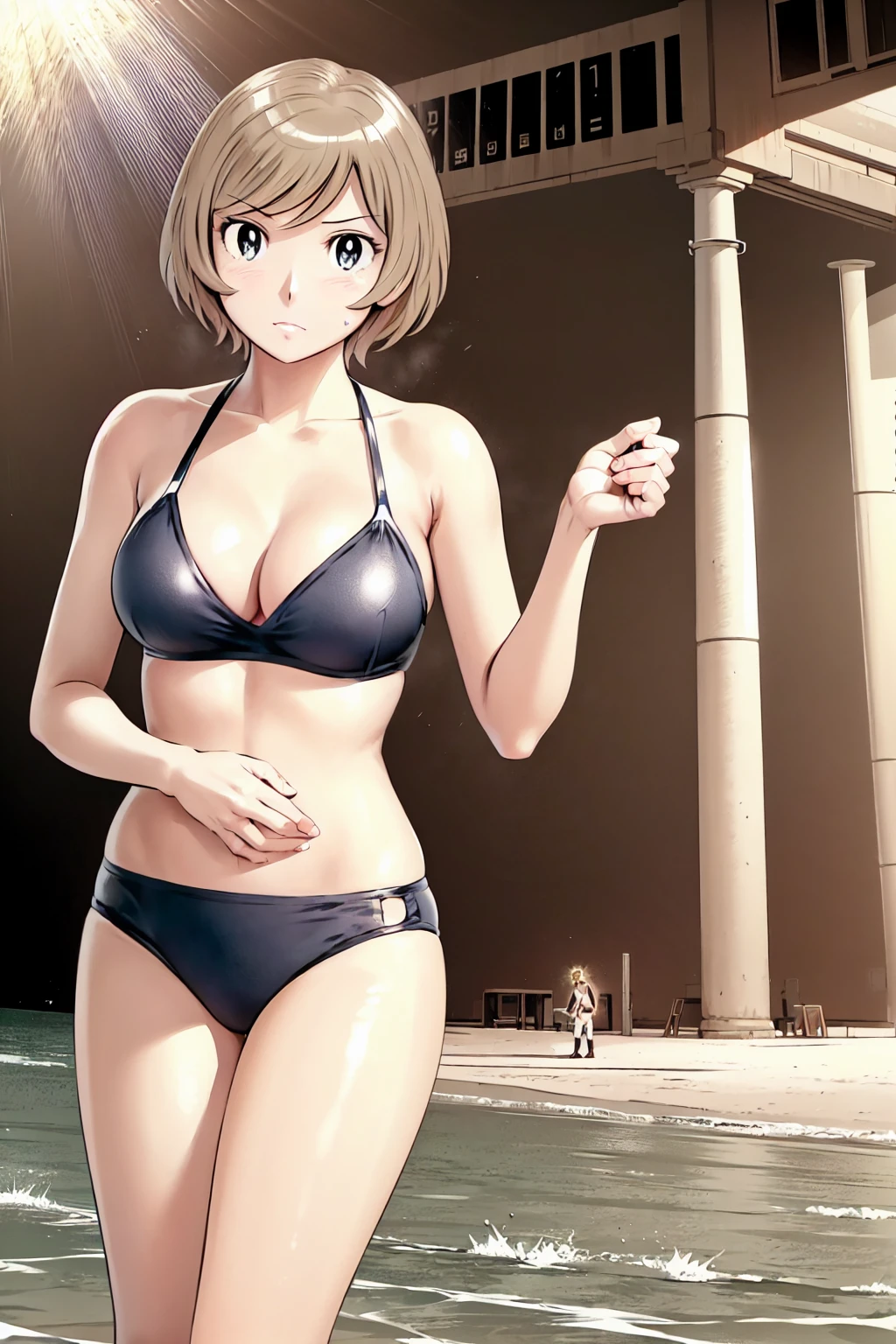 (Baseball uniforms:1.2),
Blonde, (short hair:1.2),Illustration of a person、
View your viewers,, (Highest quality:1.3),One Girl, beach、Outdoor、 ground、ground、soil、blue eyeicro Bikini、(masterpiece、Highest quality)、Highest quality, Ultra-high resolution, (((masterpiece))), alone, Large breasts、One Girl, Front view、Embarrassed face、Bronze colored hair、((short hair))、Stand up straight、Cowboy Shot