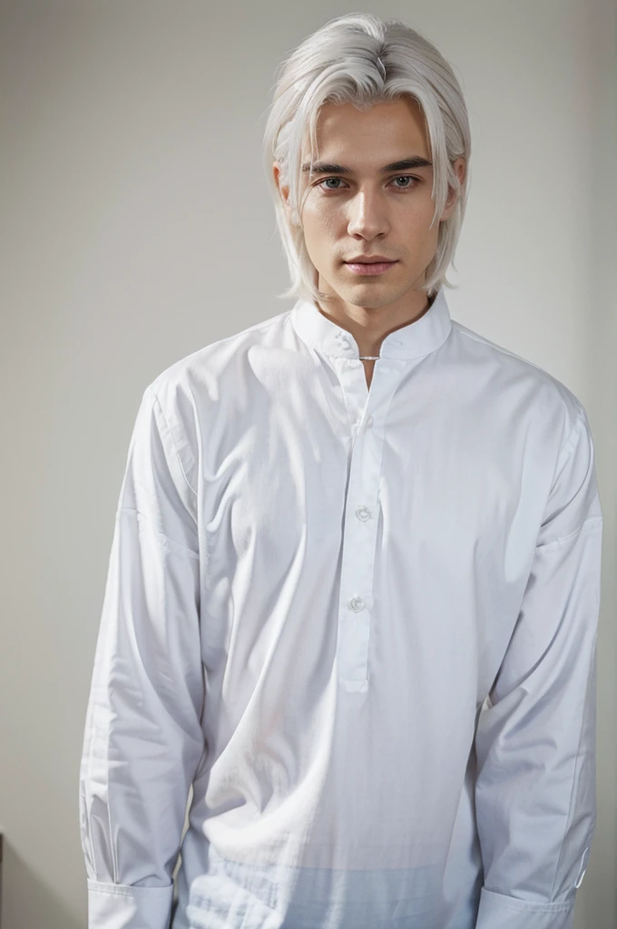 A white haired man wearing a royal shirt 128×128 Minecraft