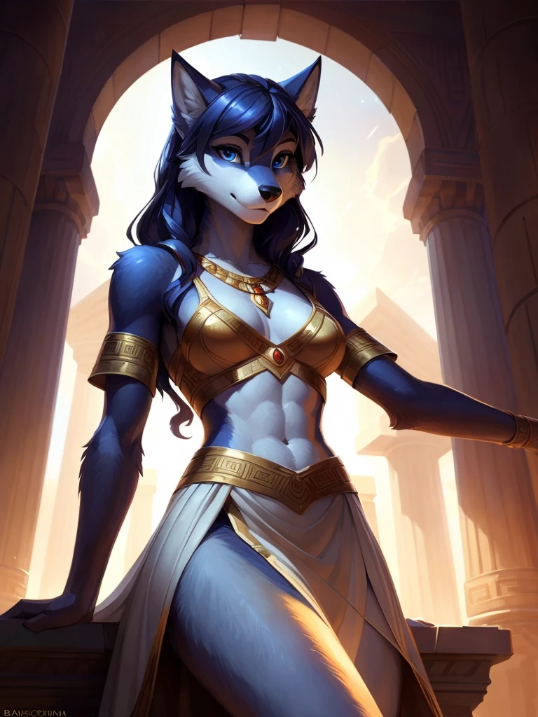 athena but as a furry wolf girl, uploaded to e621, от Pixelsketcher, by Bayard Wu, Thomas Benjamin Kennington , from Einshelm, solo antro, (( portrait)), BREAK, (detailed lighting of Bonifasco), natural goddess, (detailed fur), (Detailed skin), BREAK, athena, (Cinematic lighting), ((detailed background)), (half body shadow), [backlight], [twilight ray], [detailed ambient light], (higher wildlife detail), [sharp focus], (shaded), ((masterpiece), long wavy hair, slender body, fluffy wolf, wave face, Furry Fantasy Art, anthro art, High resolution fee, Furry Art, furry art in first person, Sakimichan is beautiful, Perfect eyes, Tinted abs, masterpiece, Best quality, detailed image, bright colors, detailed face, perfect lighting, perfect shadows, Perfect eyes, focus on the girl, hourglass body, shiny body, legs focus, Ears last year, wolf girl, fluffy, furry woman, body fur, Animal nose, muzzle, two-tone fur, (Best quality:1.2), (illustration:1.2), (Cinematic lighting:1.3), detailed fur, wear feminine ancient Greek bronze and white clothing, greek clothing, athena’s clothes, feminine Greek dress, Greek goddess